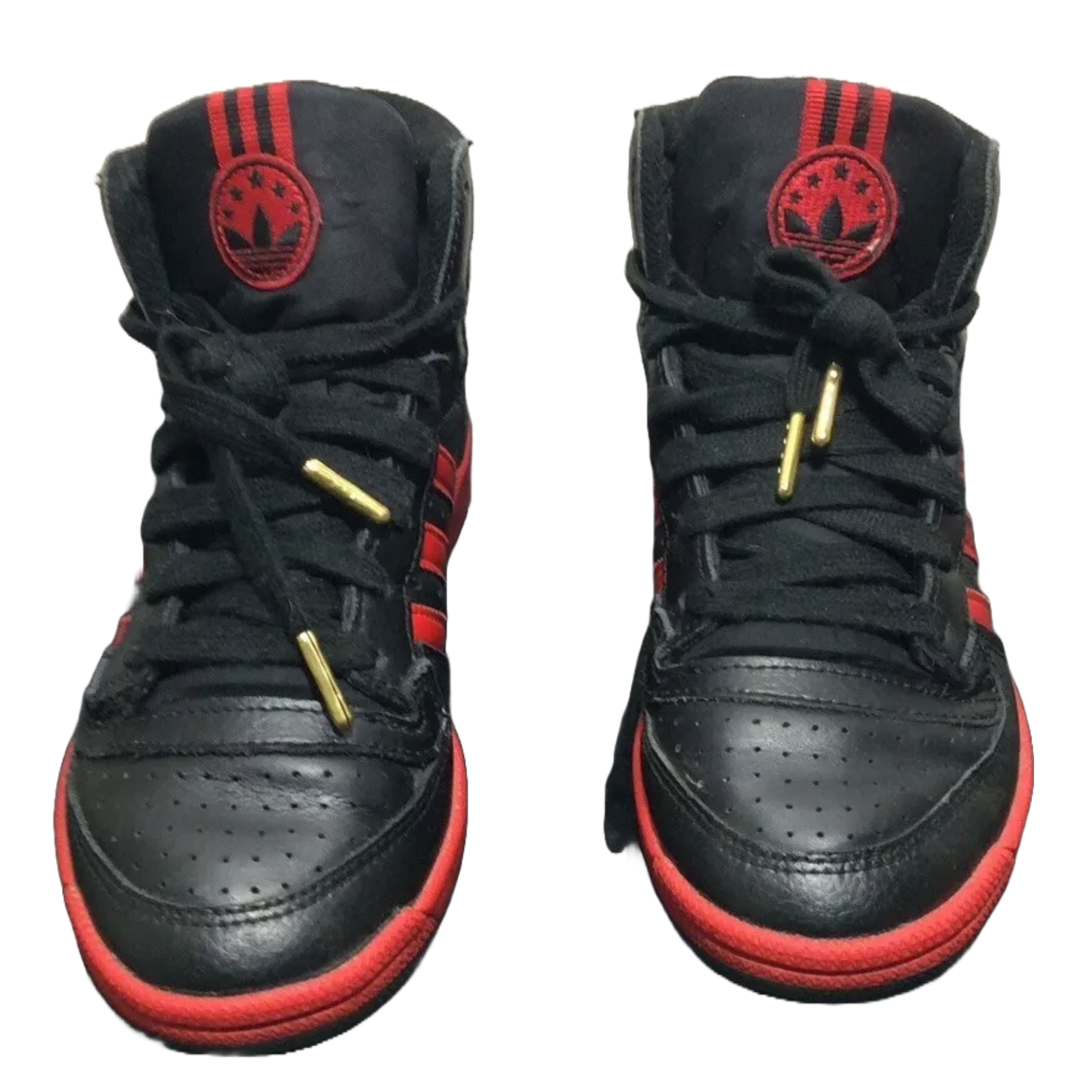 Adidas Black /Red High Top Trainers Size Uk 4.5 Us 5 .