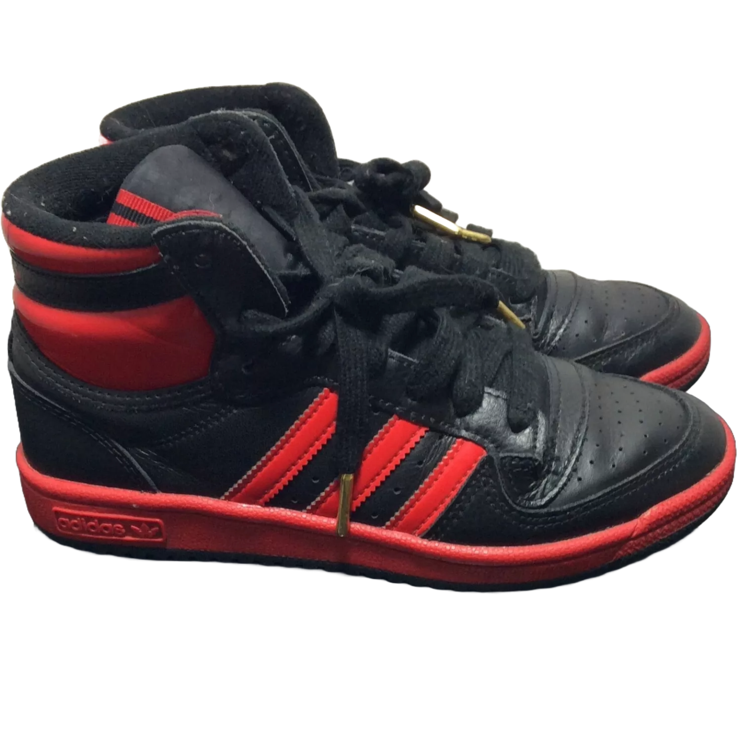Adidas Black /Red High Top Trainers Size Uk 4.5 Us 5 .
