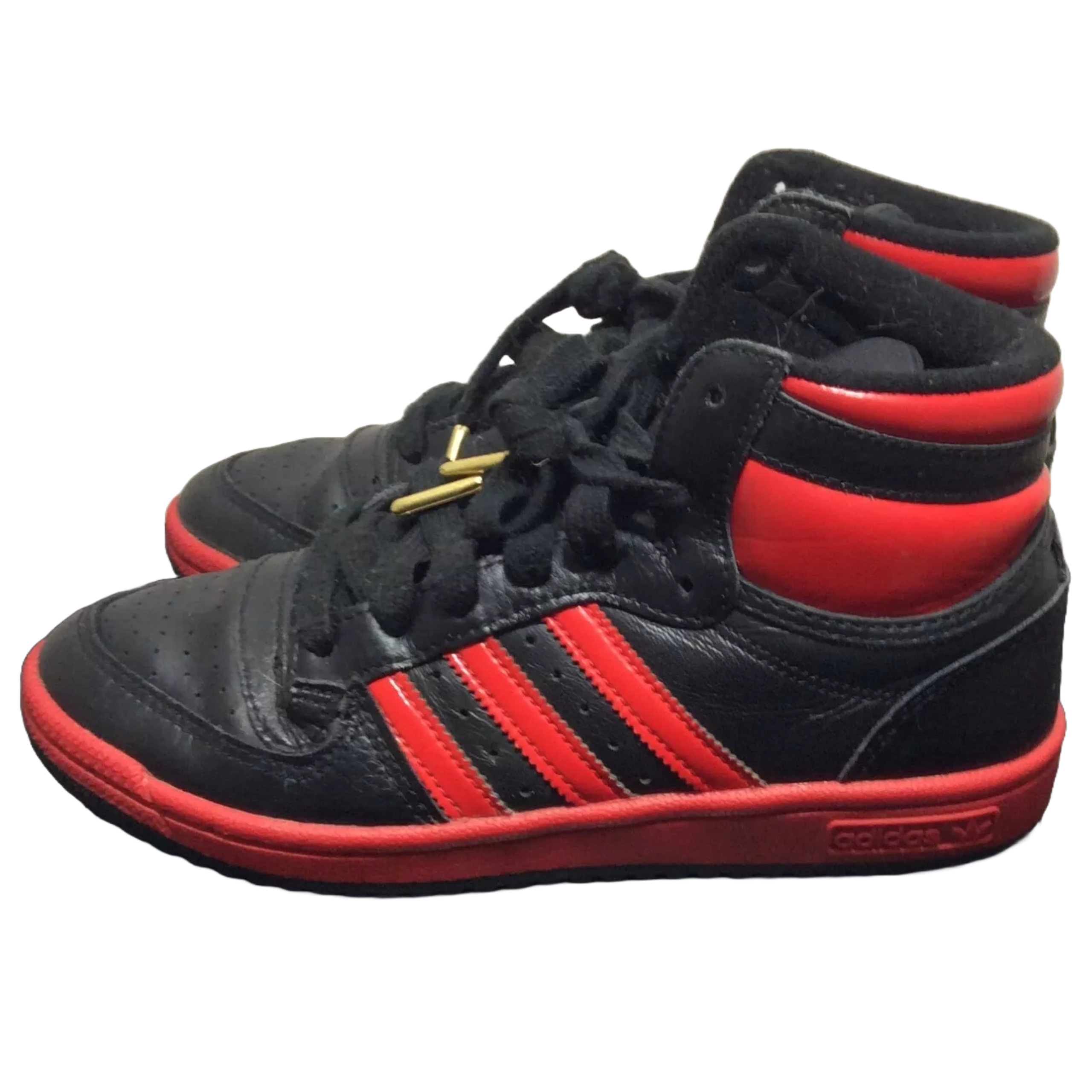 Adidas Black /Red High Top Trainers Size Uk 4.5 Us 5 .