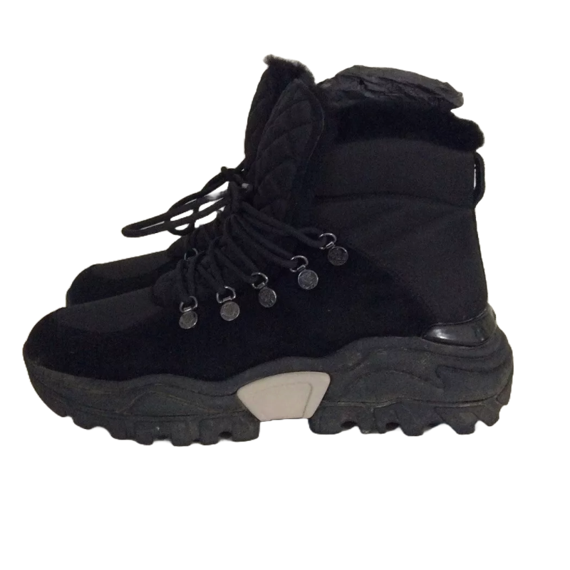 MARC CAIN Black Suede Leather Article Fur Trim Boots Ladies SIZE UK 7.5
