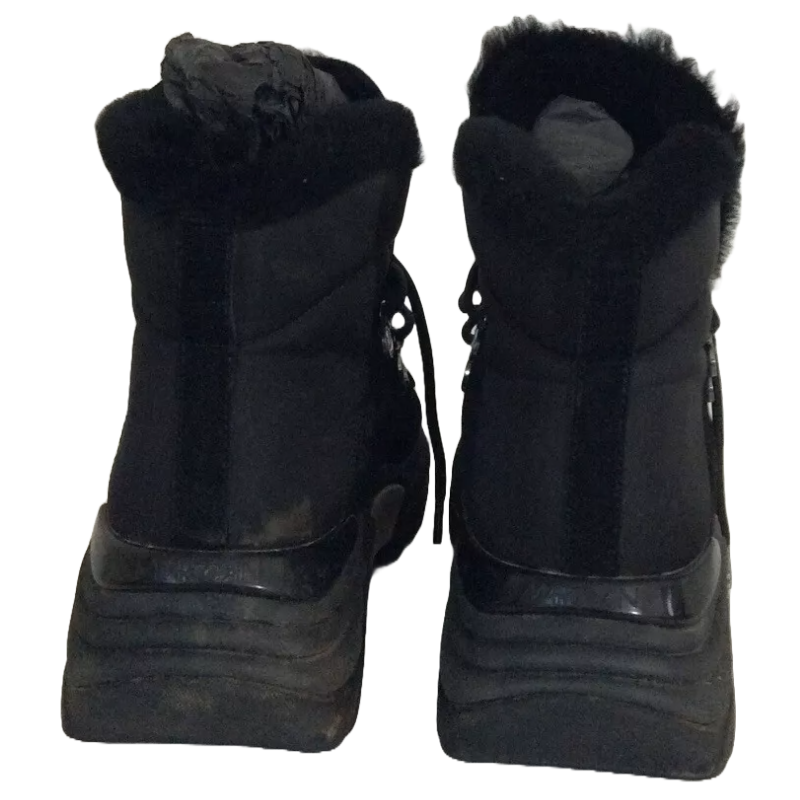 MARC CAIN Black Suede Leather Article Fur Trim Boots Ladies SIZE UK 7.5