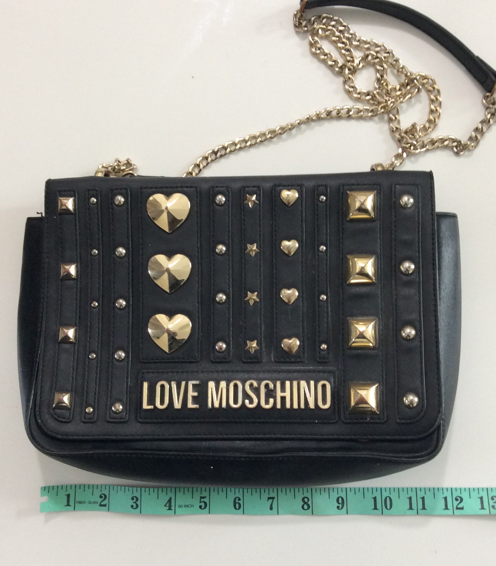 LOVE MOSCHINO - STUDDED SHOULDER TOTE BAGS BLACK