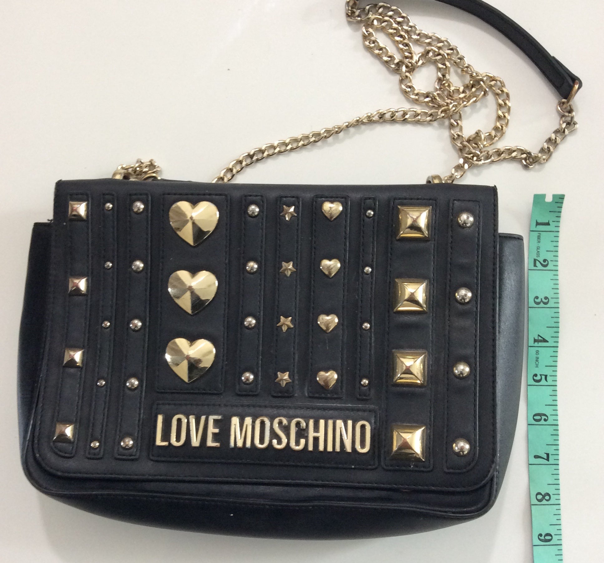 LOVE MOSCHINO - STUDDED SHOULDER TOTE BAGS BLACK