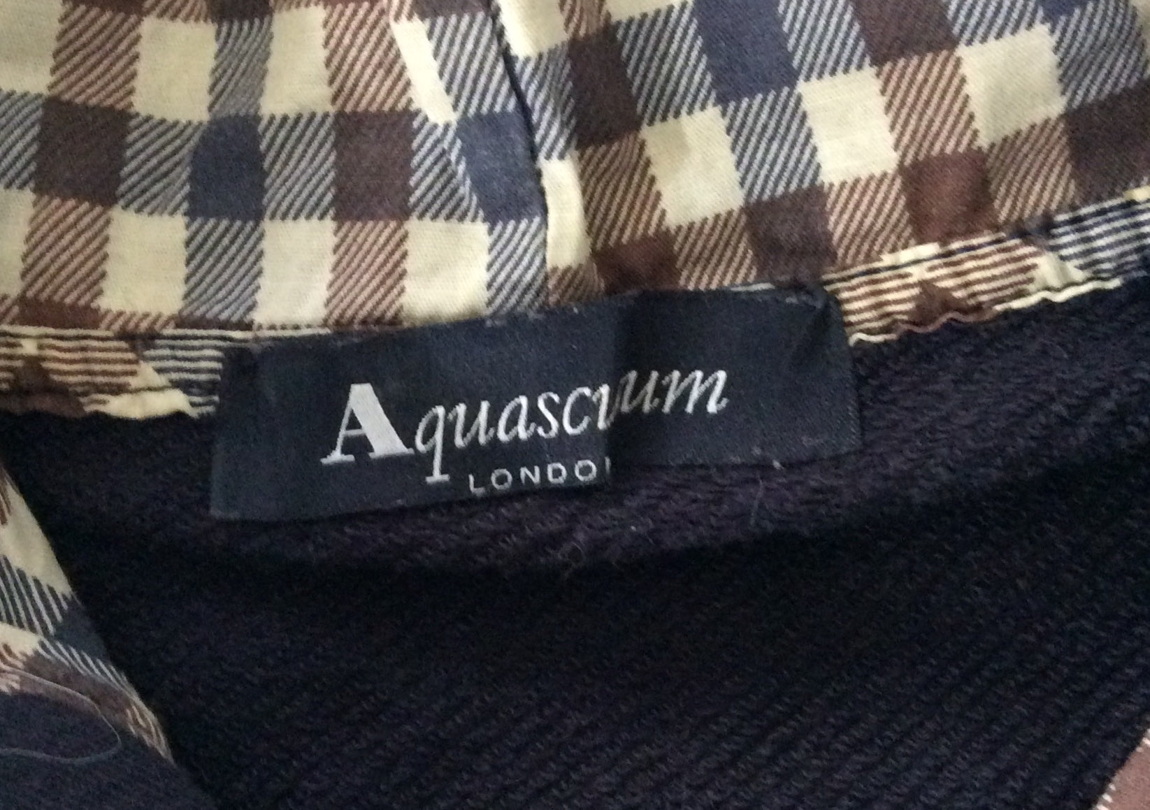 Aquascutum Logo Hooded Sweatshirt Jumper Blue Size Large Made in Italy