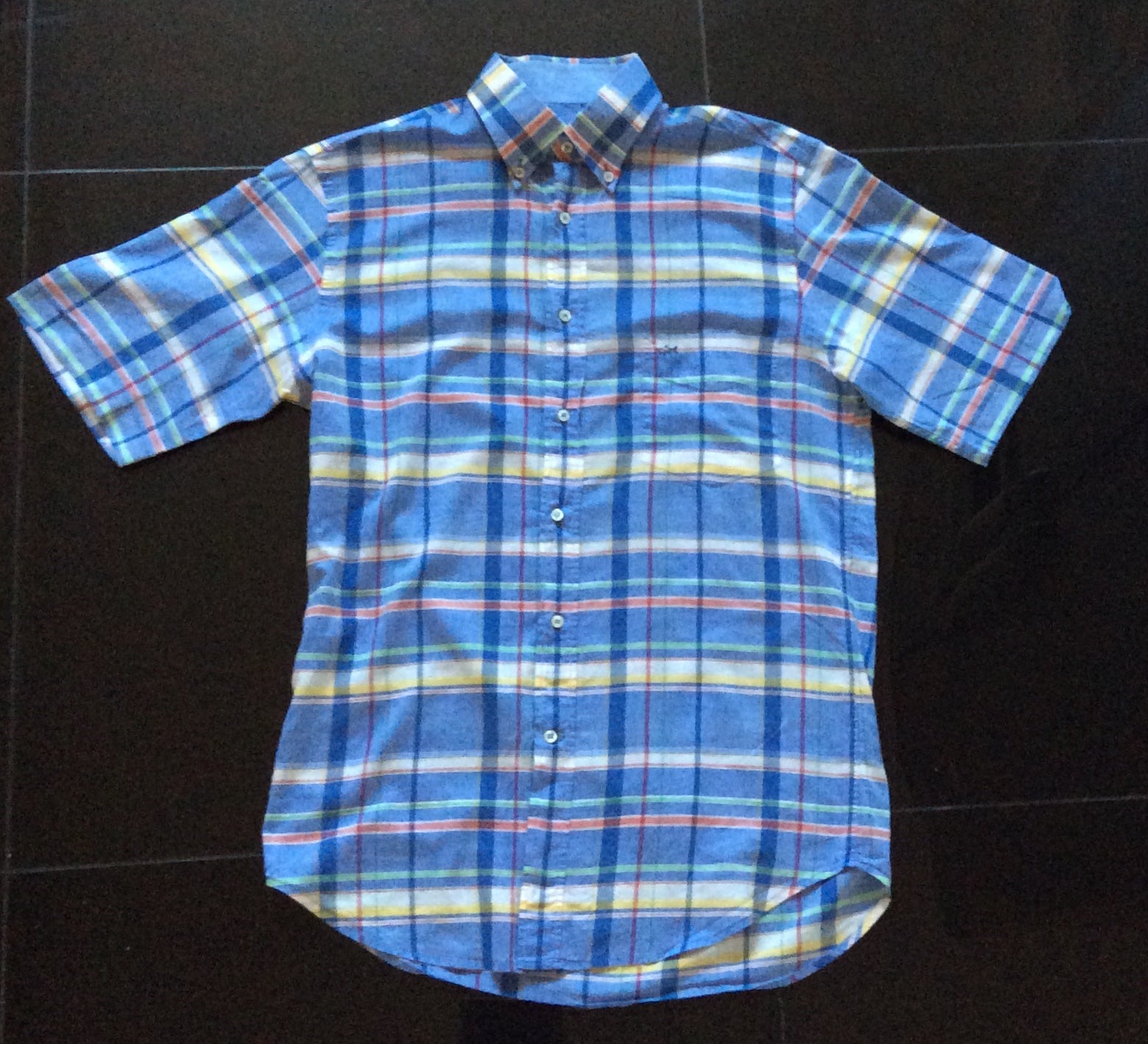 PAUL SHARK Check Short Sleeve Mens Cotton Shirt Size 40