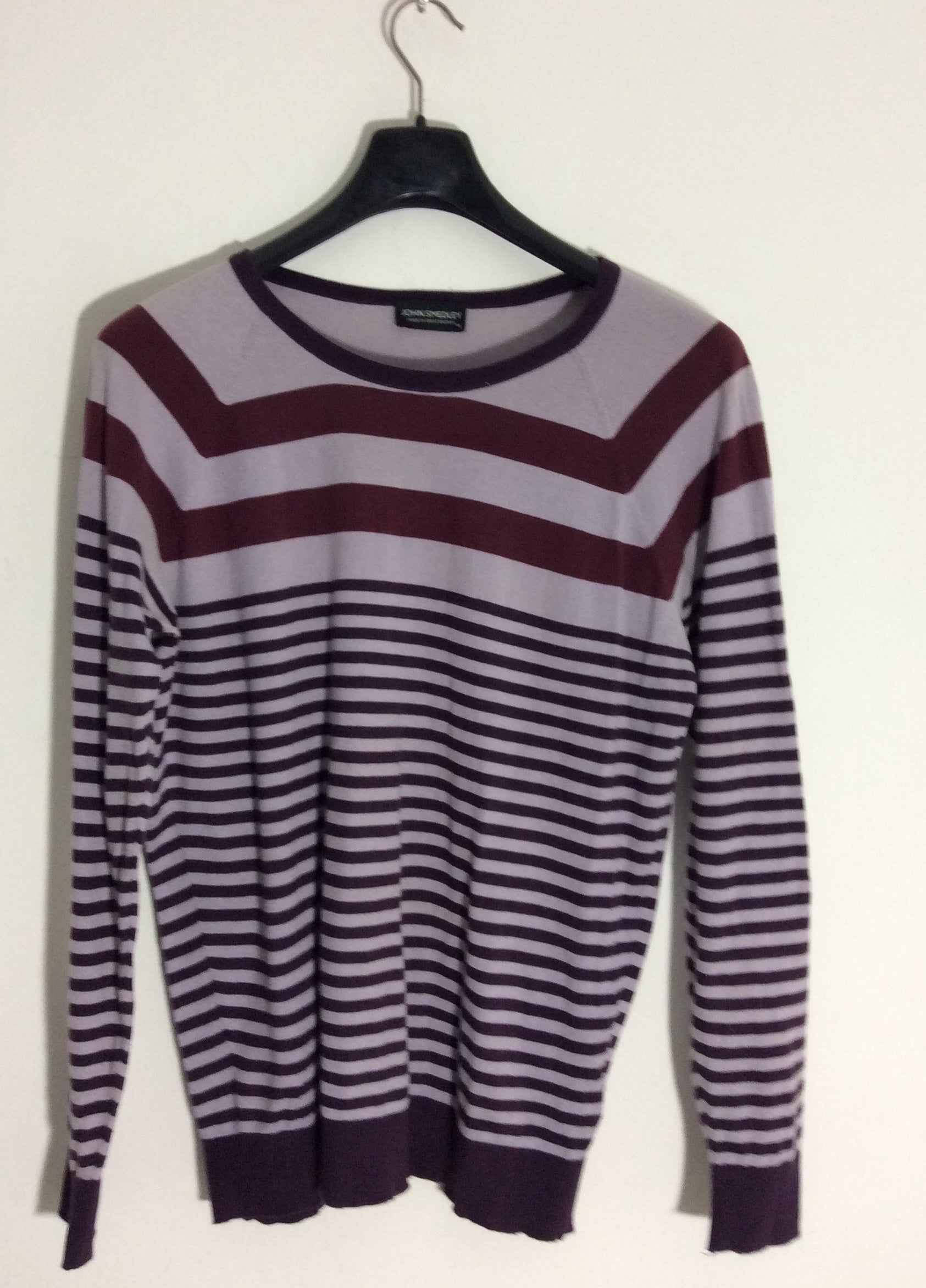 JOHN SMEDLEY Sea Island Cotton Crew Neck Striped Sweater Jumper Men Size M