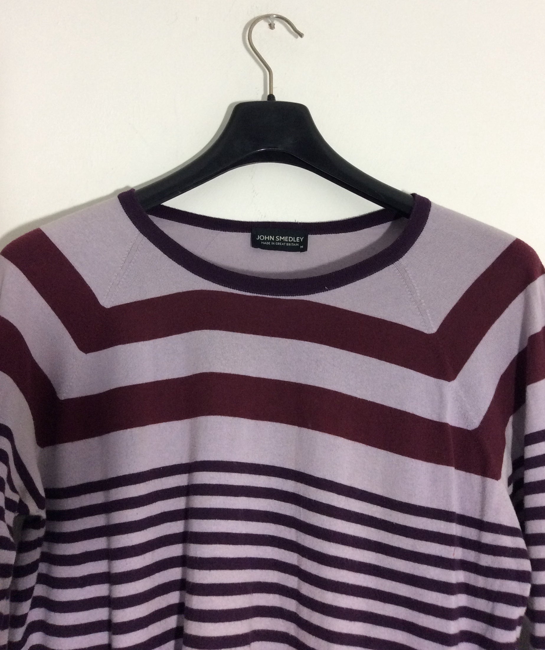 JOHN SMEDLEY Sea Island Cotton Crew Neck Striped Sweater Jumper Men Size M