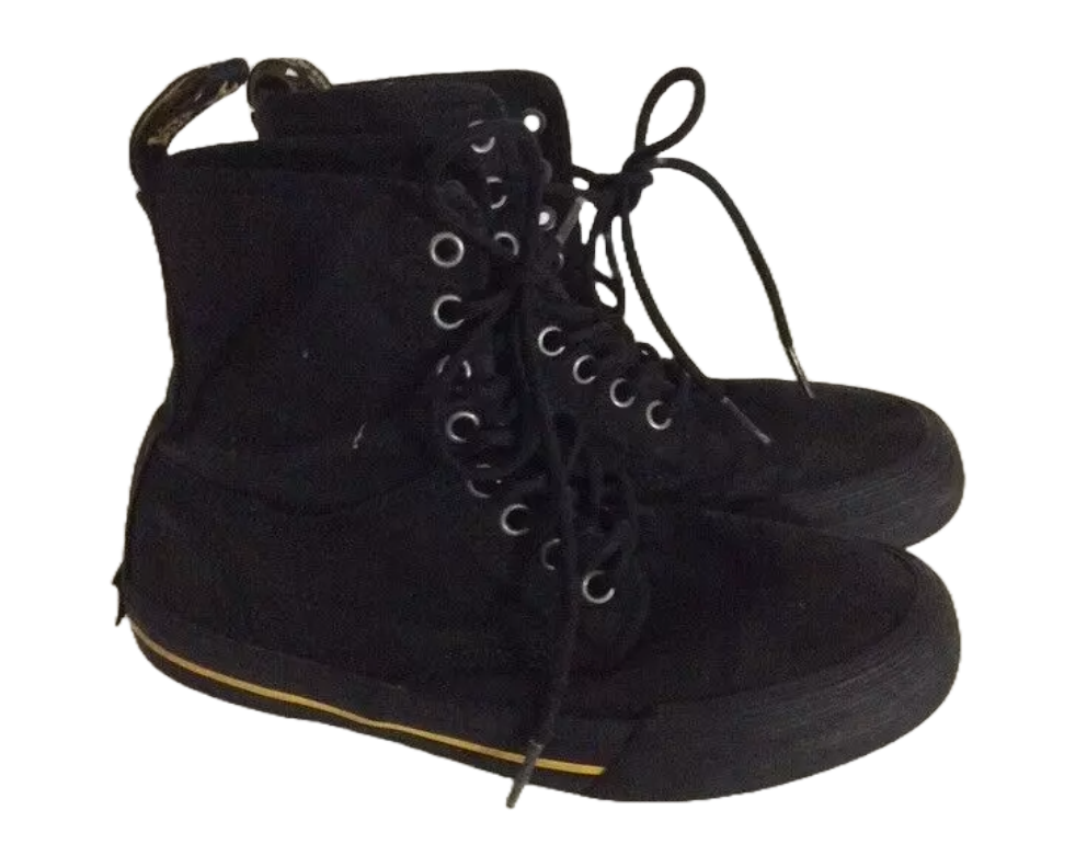 Dr Martens Winsted Canvas Boots Mens Size UK 4 Black DMs Hi Top Docs