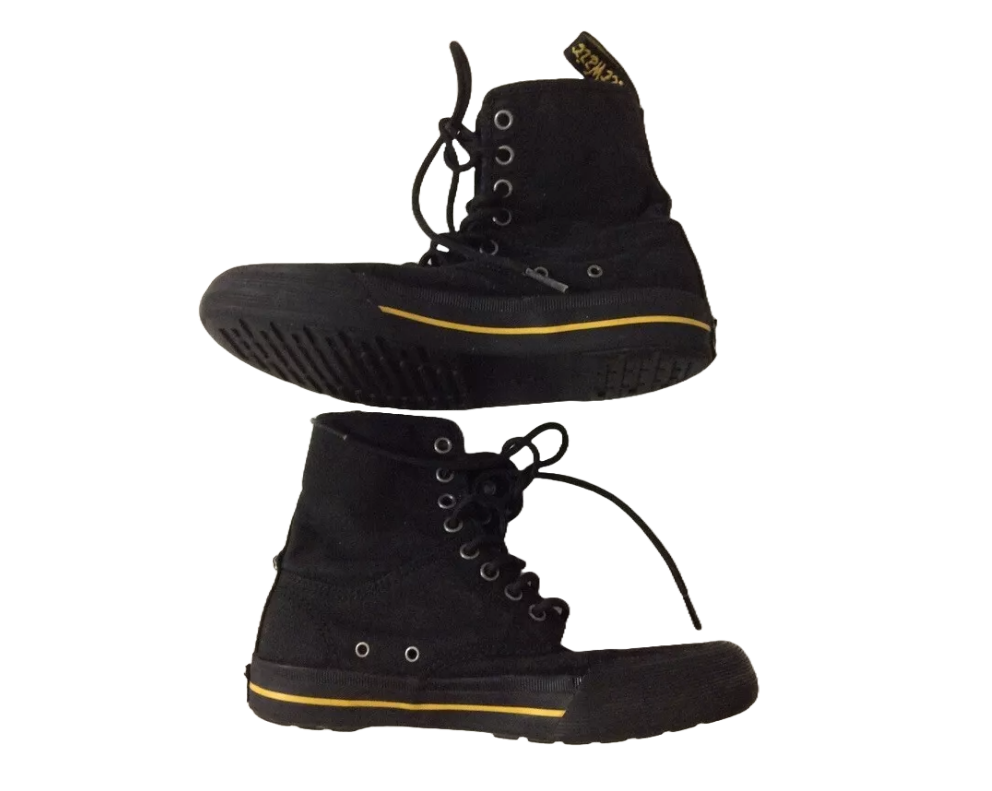 Dr Martens Winsted Canvas Boots Mens Size UK 4 Black DMs Hi Top Docs