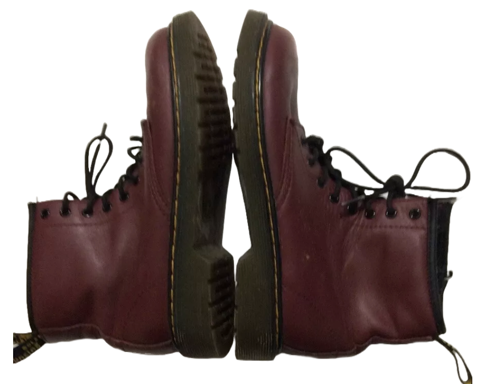 Ladies Burgundy, Dr. Martens Air Wair 8 Eyelet Leather Boots Size UK 3