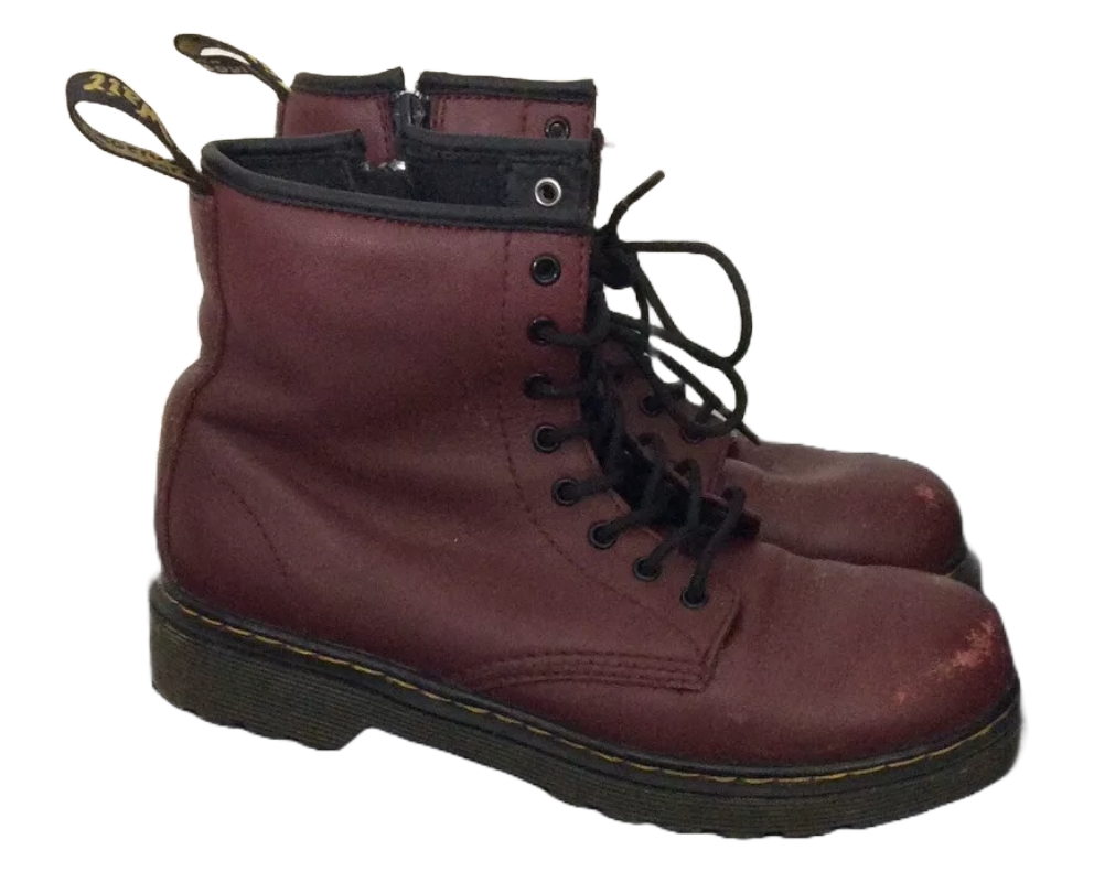 Ladies Burgundy, Dr. Martens Air Wair 8 Eyelet Leather Boots Size UK 3