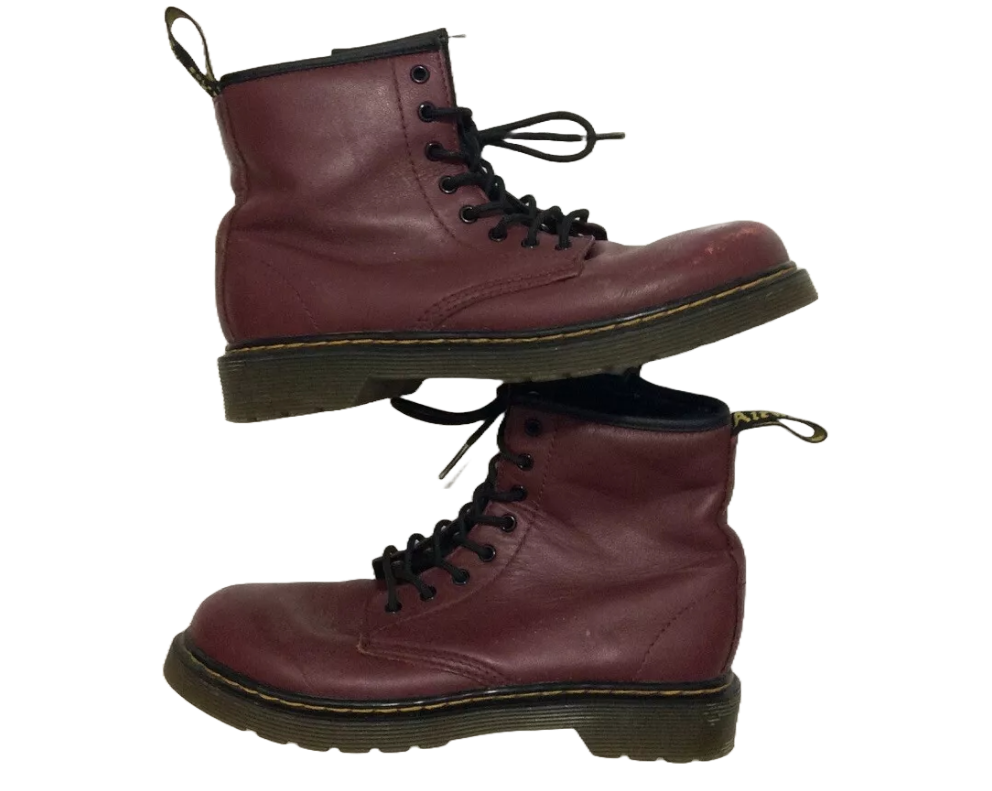 Ladies Burgundy, Dr. Martens Air Wair 8 Eyelet Leather Boots Size UK 3