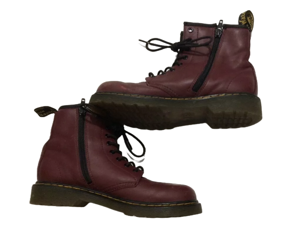 Ladies Burgundy, Dr. Martens Air Wair 8 Eyelet Leather Boots Size UK 3