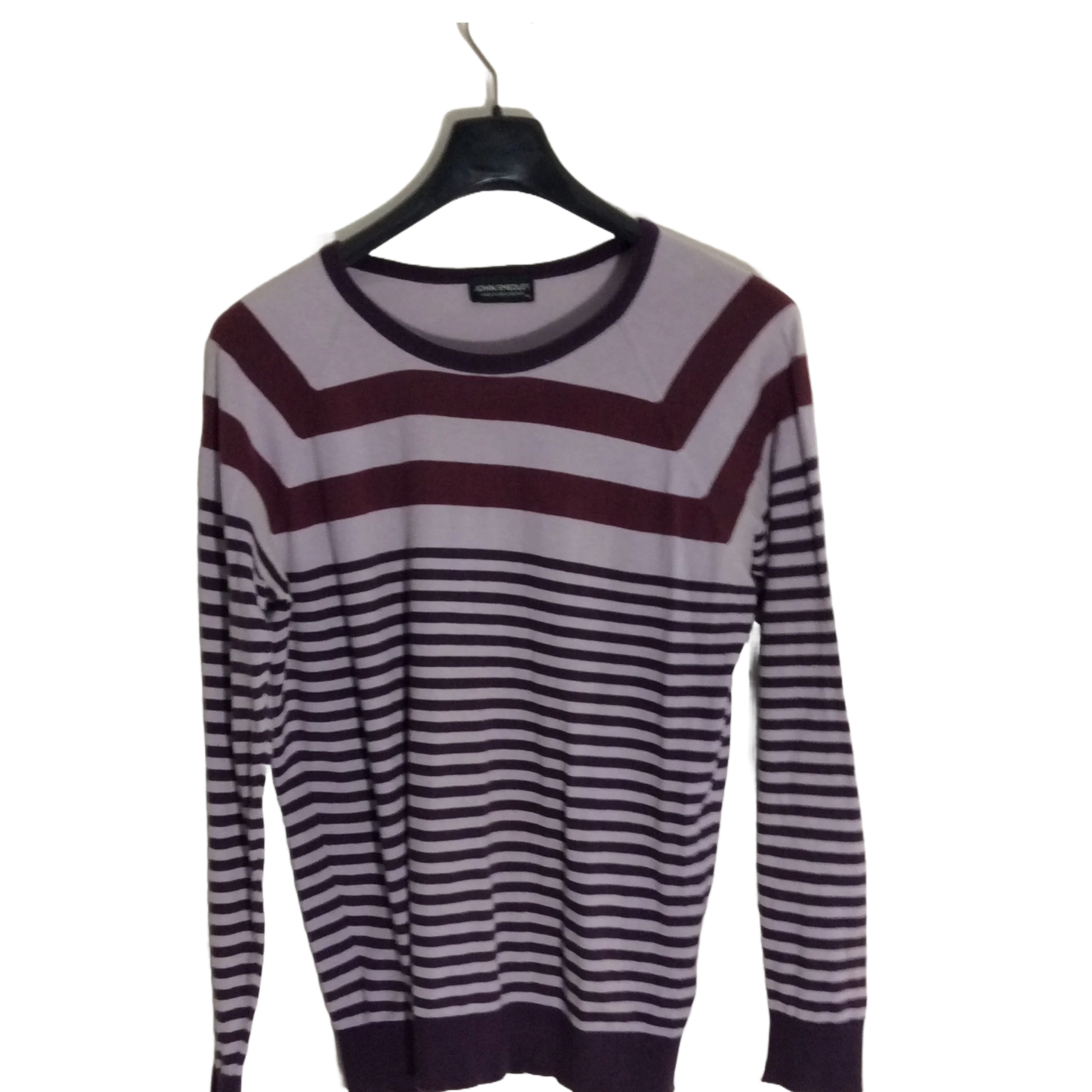 JOHN SMEDLEY Sea Island Cotton Crew Neck Striped Sweater Jumper Men Size M