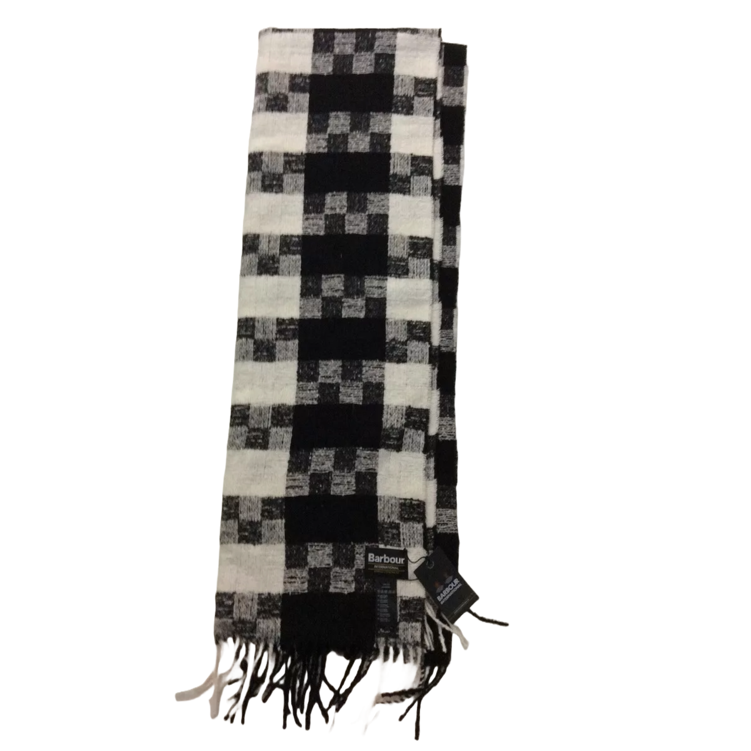 BARBOUR International Pace Wrap Black/Chantilly Polyester Throw Scarf 75"x24"