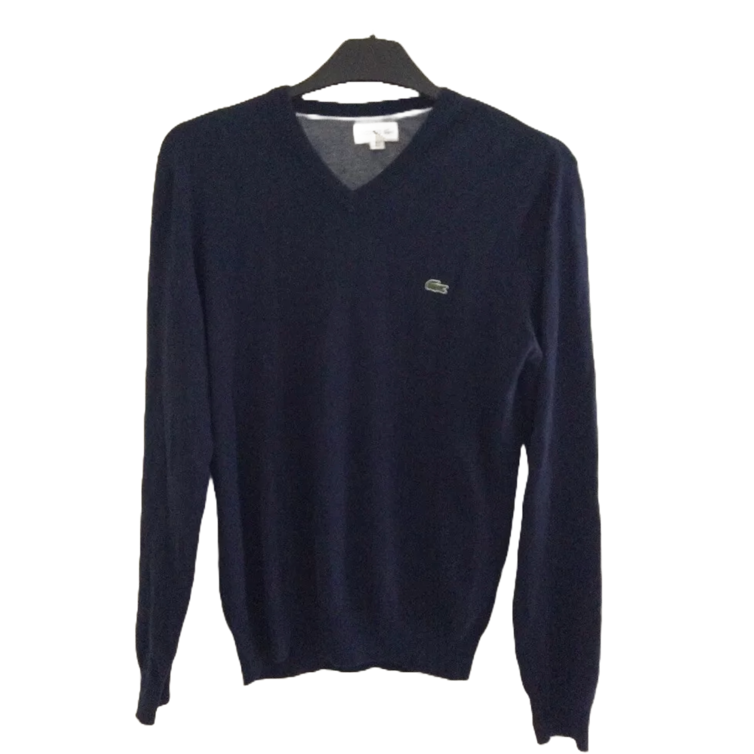 Lacoste Men's Blue 100% Cotton Knit V-Neck Jumper/Pullover Size FR 3