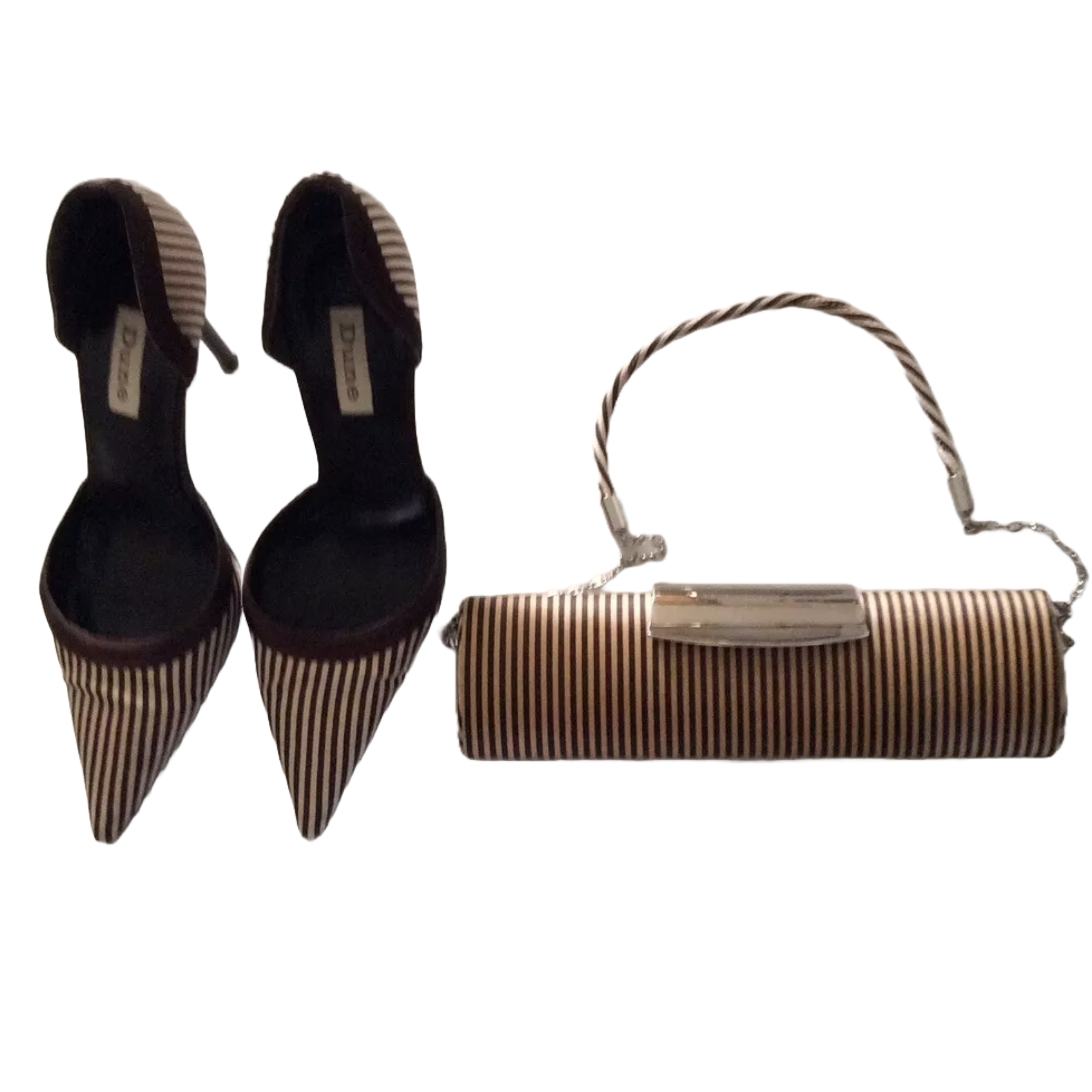 Dune Kitti Court Striped Satin Shoes and matching Bag Mother of the Bride S 5