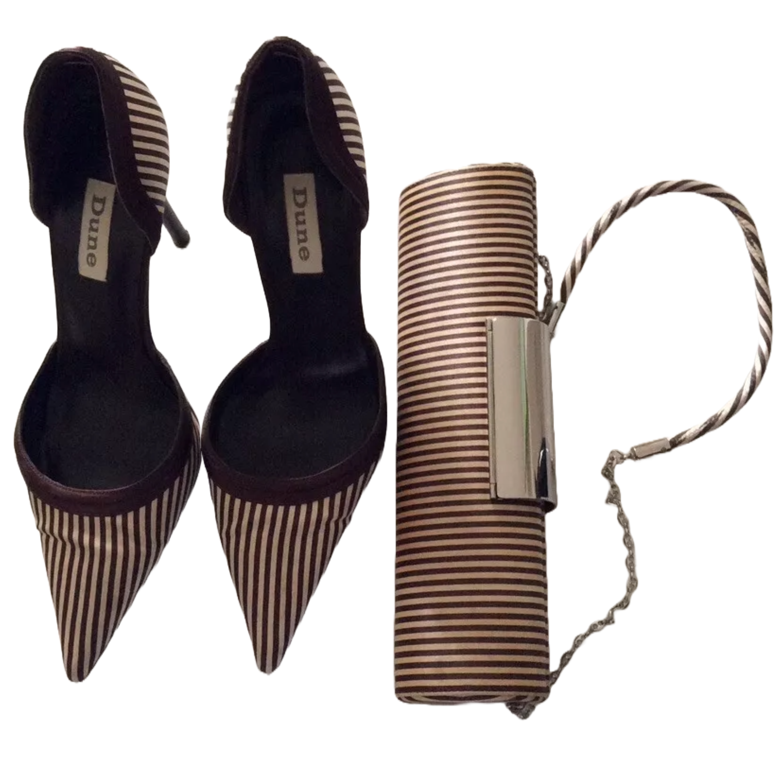 Dune Kitti Court Striped Satin Shoes and matching Bag Mother of the Bride S 5