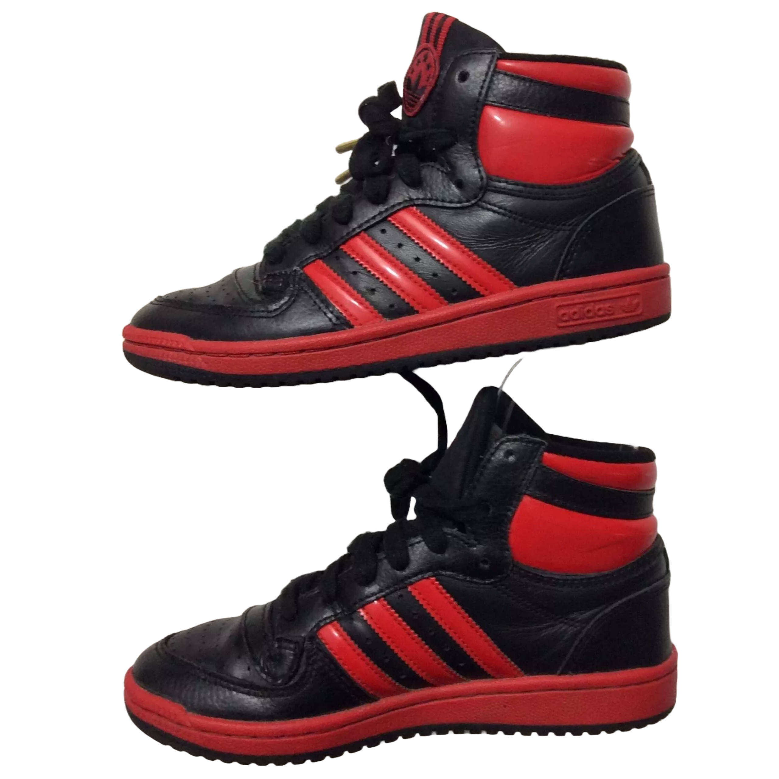 Adidas Black /Red High Top Trainers Size Uk 4.5 Us 5 .