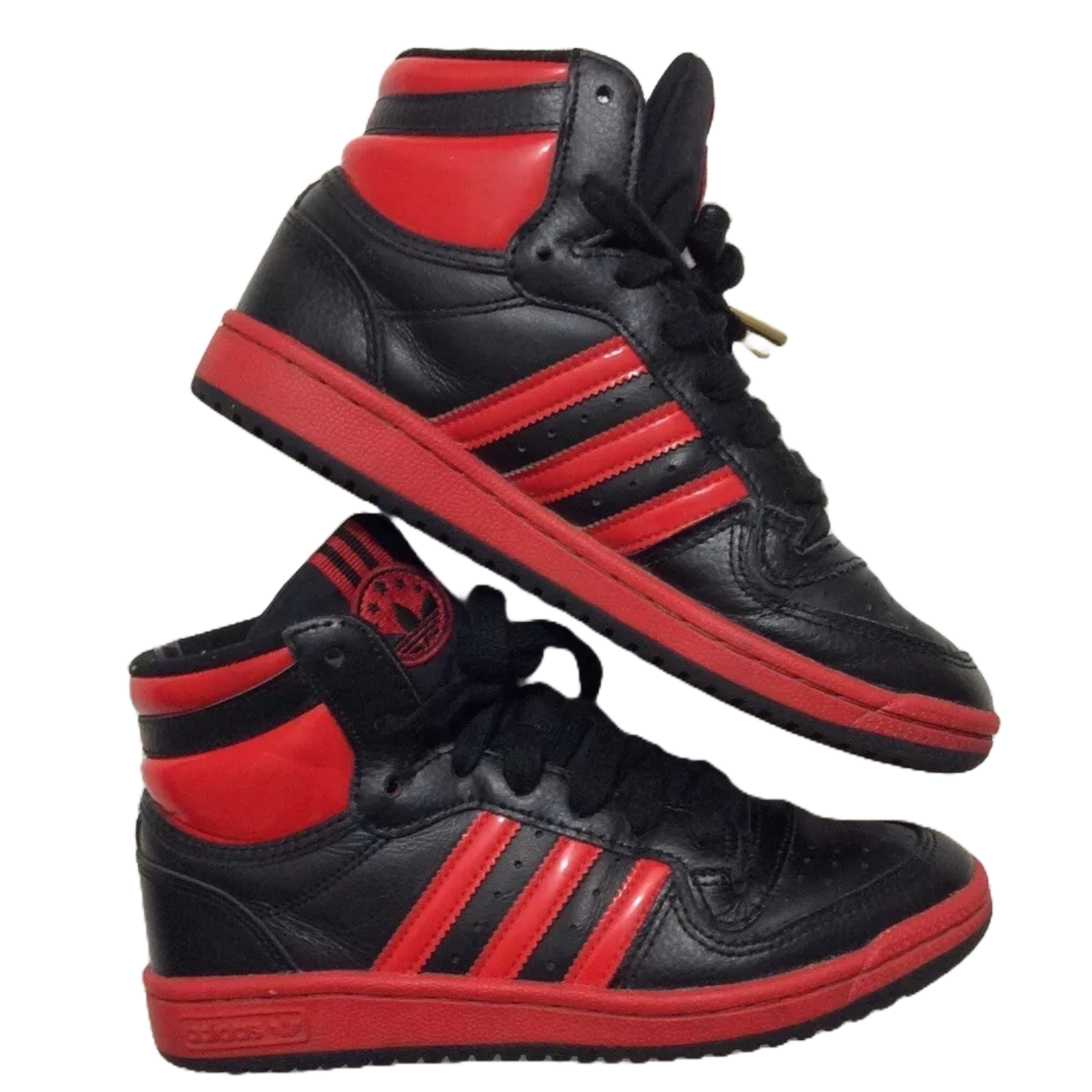 Adidas Black /Red High Top Trainers Size Uk 4.5 Us 5 .