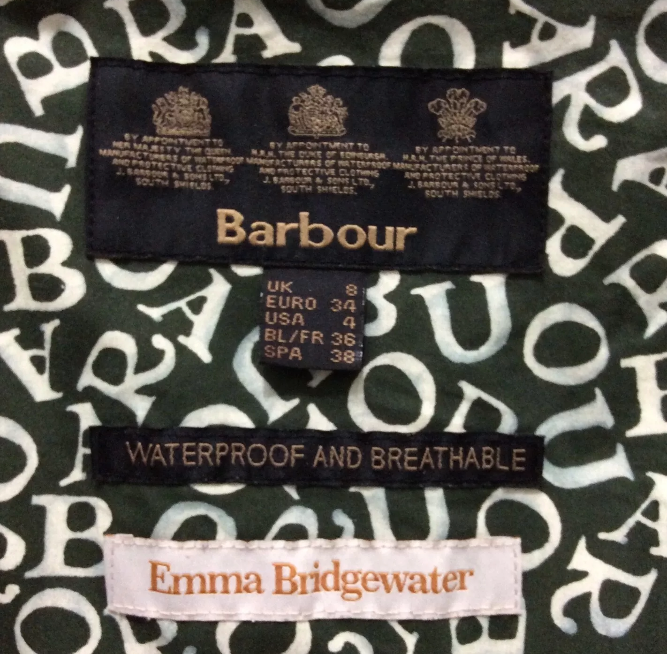 BARBOUR Emma Bridgewater Waterproof Breathable Jacket - Size 8 UK