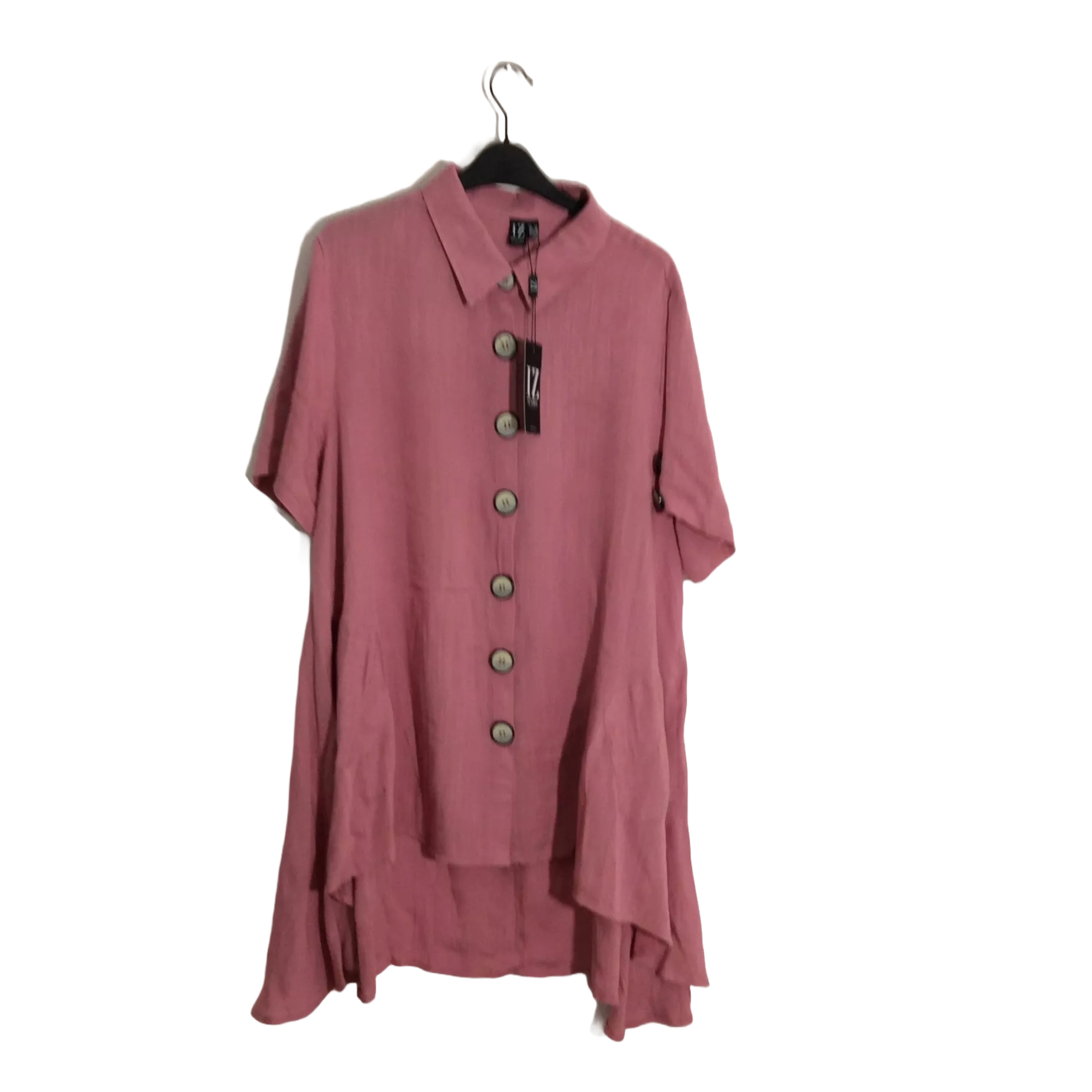 Izabel London Pink High Low Button Down Shirt Dress /Top in UK Sizes 20