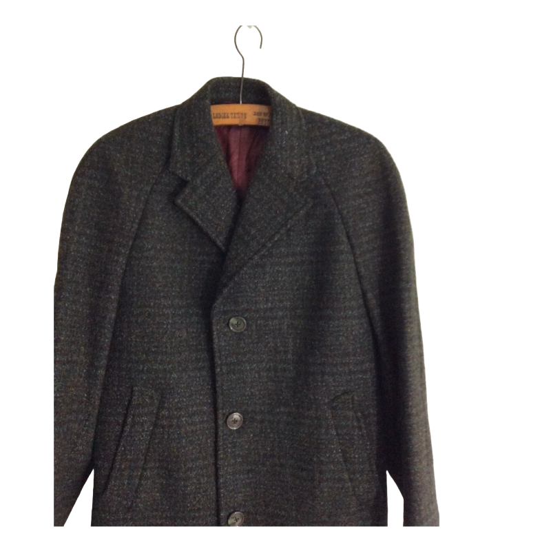 VINTAGE WOOL TWEED COAT long teal green 40 42 KYNOCK DUNN&CO Keith SCOTLAND