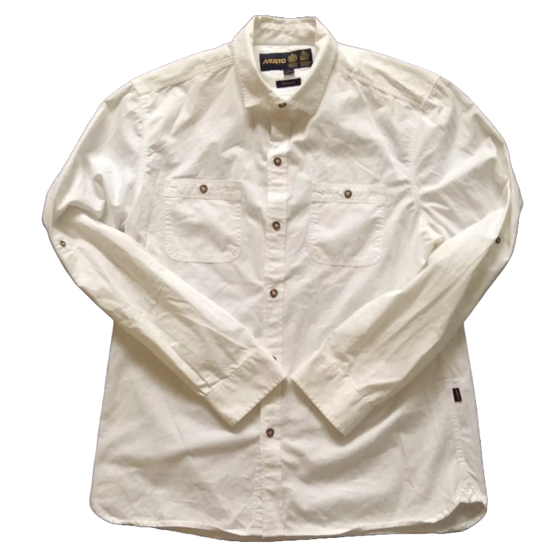 MUSTO CUSTOM FIT UTILITY MENS SHIRT SIZE L POCKETS SOFT YACHTING SAILING