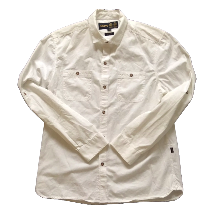 MUSTO CUSTOM FIT UTILITY MENS SHIRT SIZE L POCKETS SOFT YACHTING SAILING