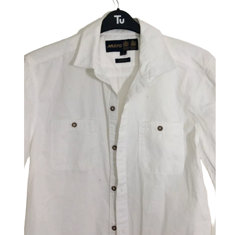 MUSTO CUSTOM FIT UTILITY MENS SHIRT SIZE L POCKETS SOFT YACHTING SAILING