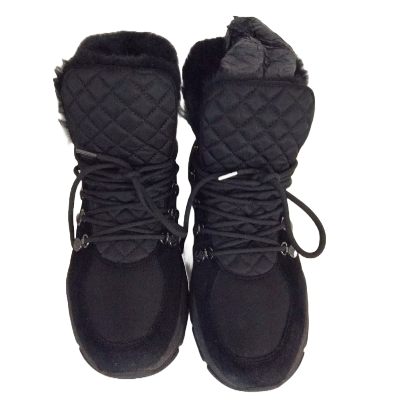 MARC CAIN Black Suede Leather Article Fur Trim Boots Ladies SIZE UK 7.5