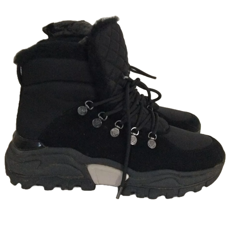 MARC CAIN Black Suede Leather Article Fur Trim Boots Ladies SIZE UK 7.5
