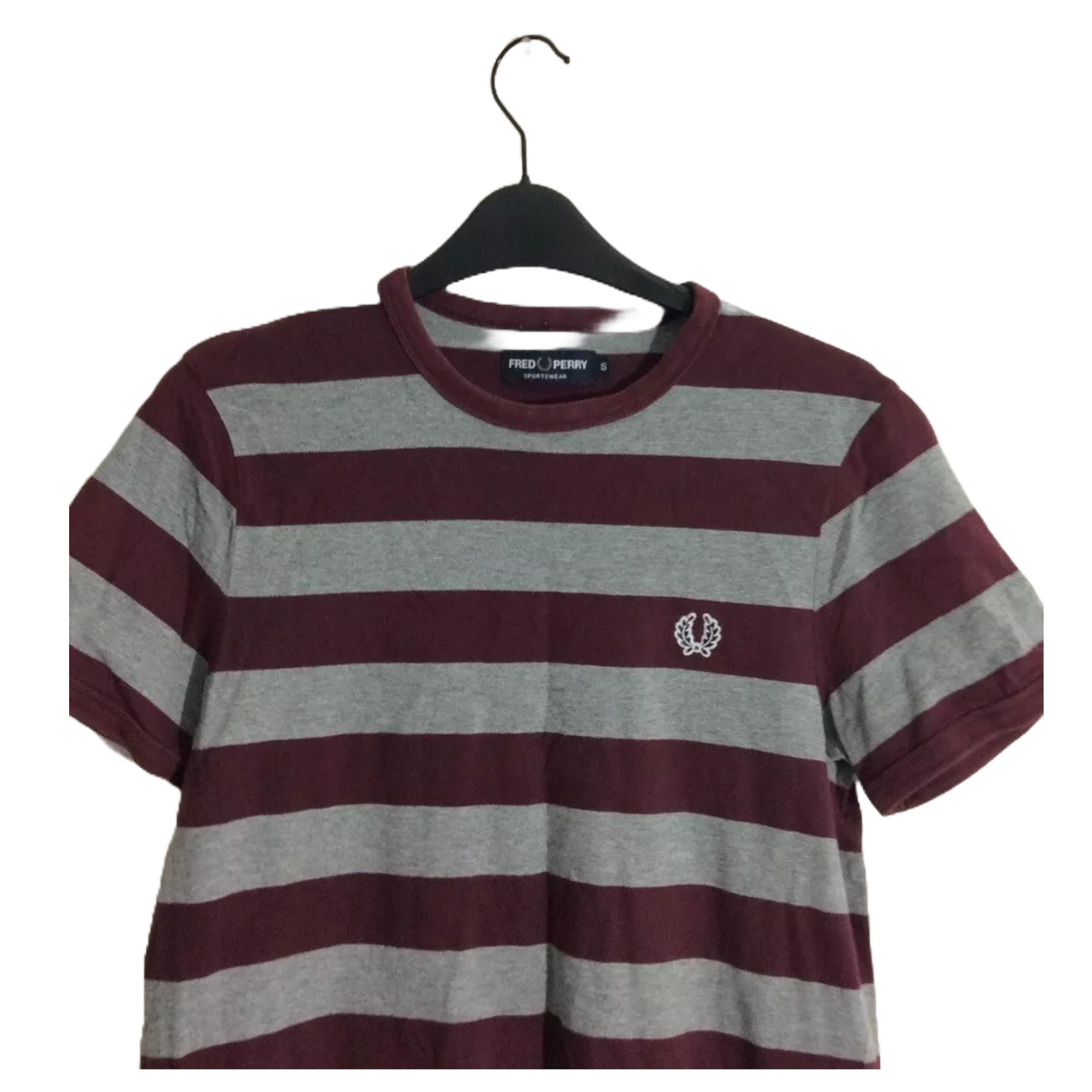 FRED PERRY SportWear CREW NECK ‘T’ SHIRT SIZE S Grey/Burgundy