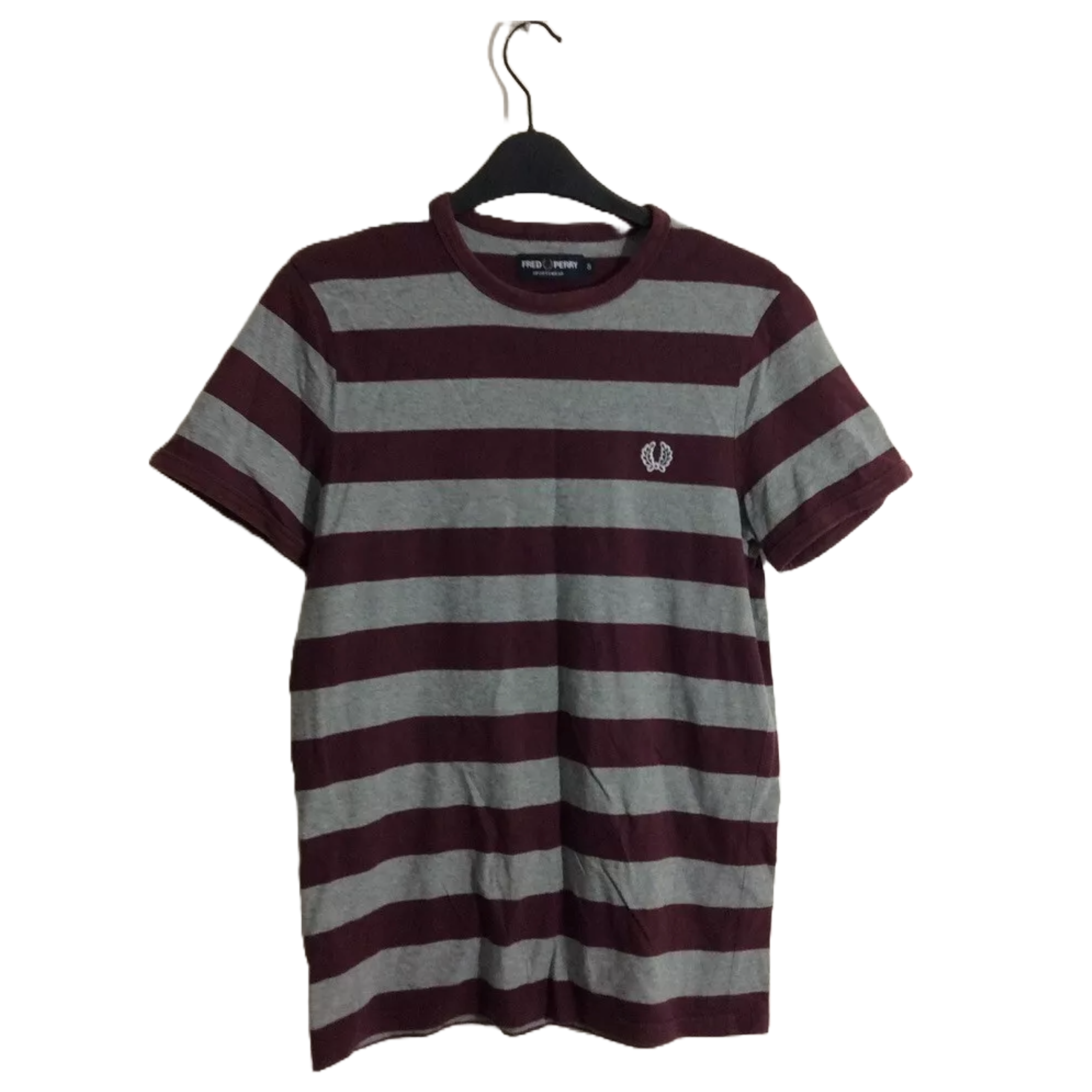 FRED PERRY SportWear CREW NECK ‘T’ SHIRT SIZE S Grey/Burgundy