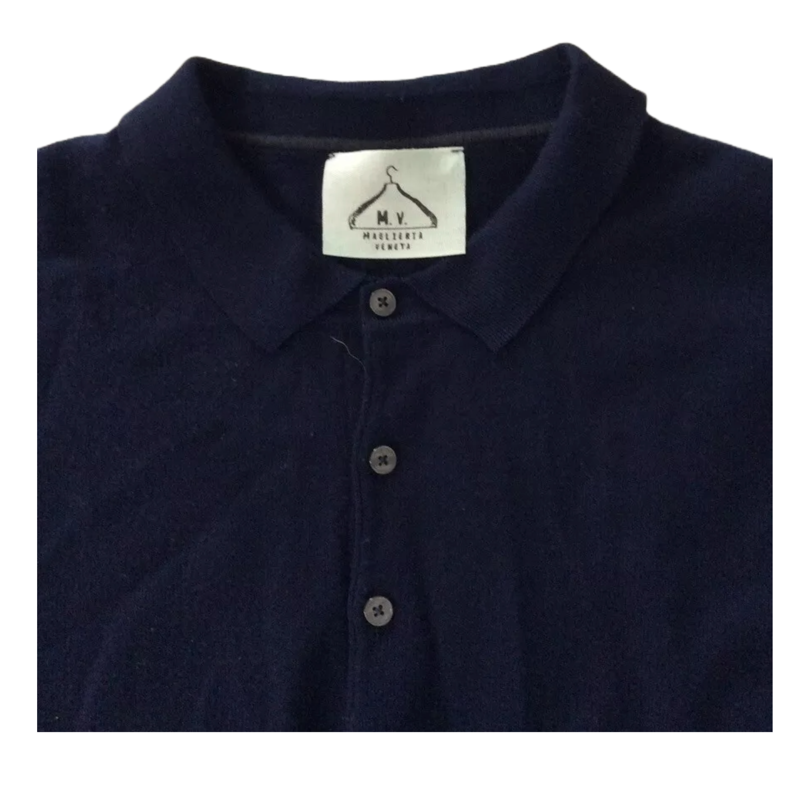 M.V. MAGLIERIA VENETA Jumper Size XL Navy Merino Wool Blend Polo Shirt