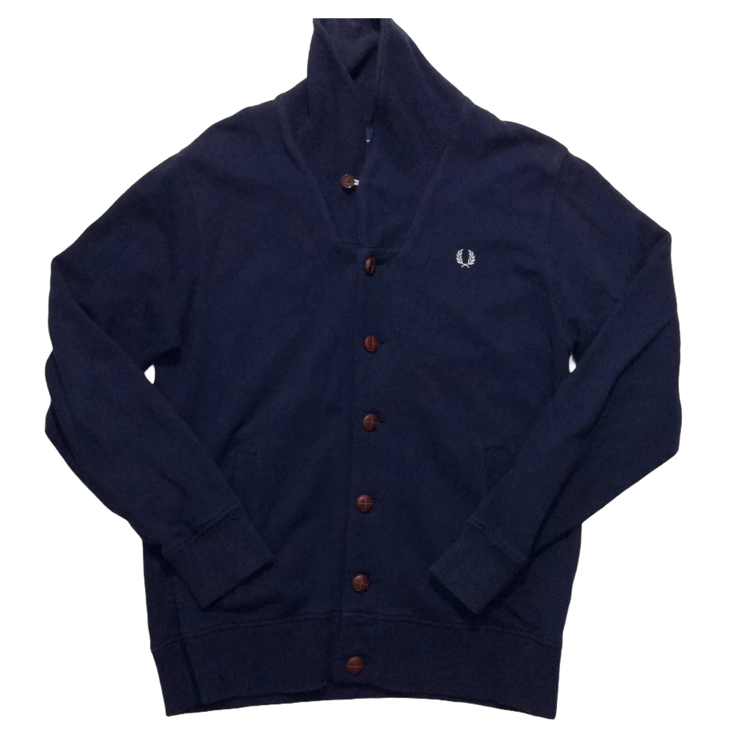 Fred Perry Bomber Jacket Men's Navy Blue Size L Zip up Sweatshirt Cotton