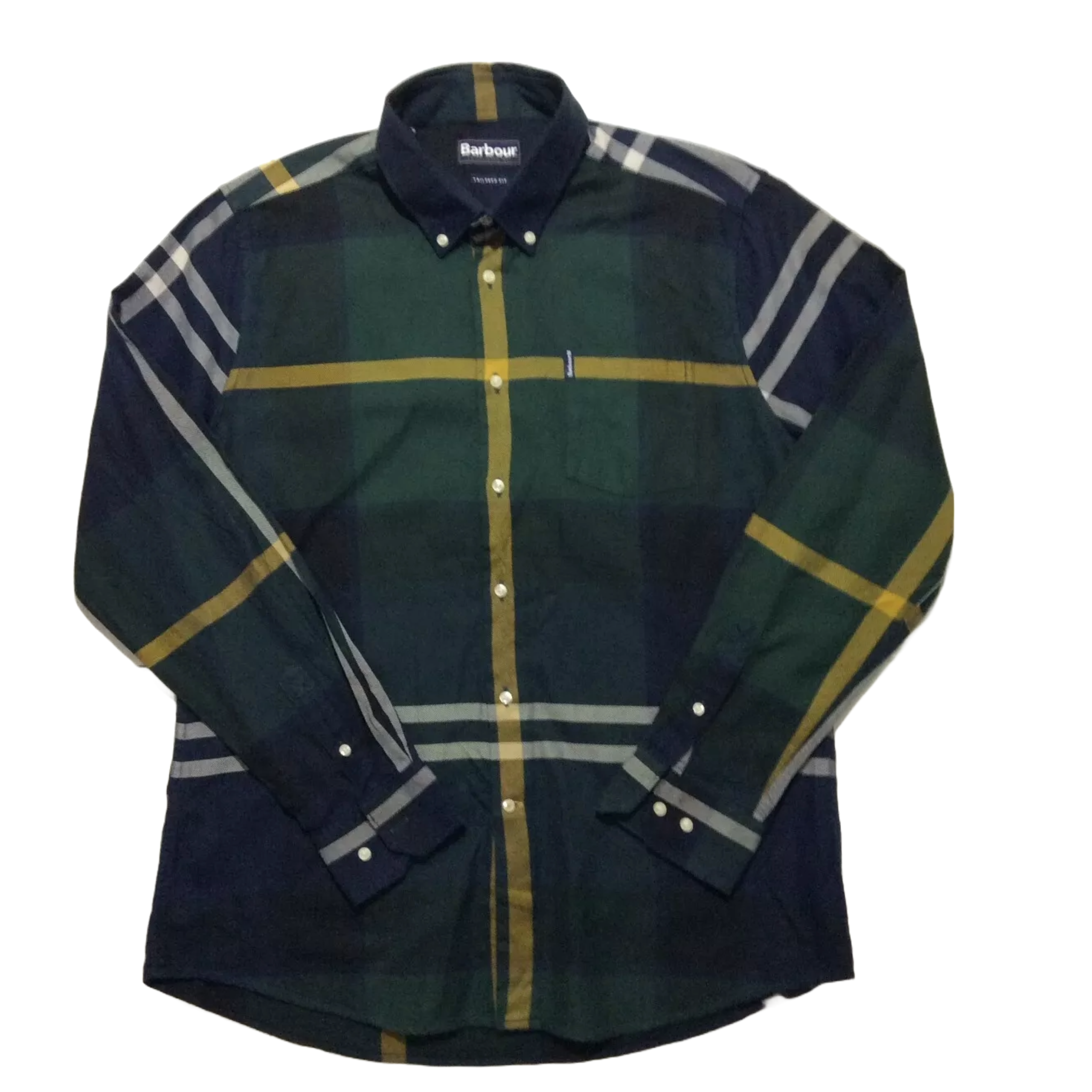 Barbour Dunoon Long Sleeve Shirt Tartan Plaid Pocket Multicolor Tailored Fit L