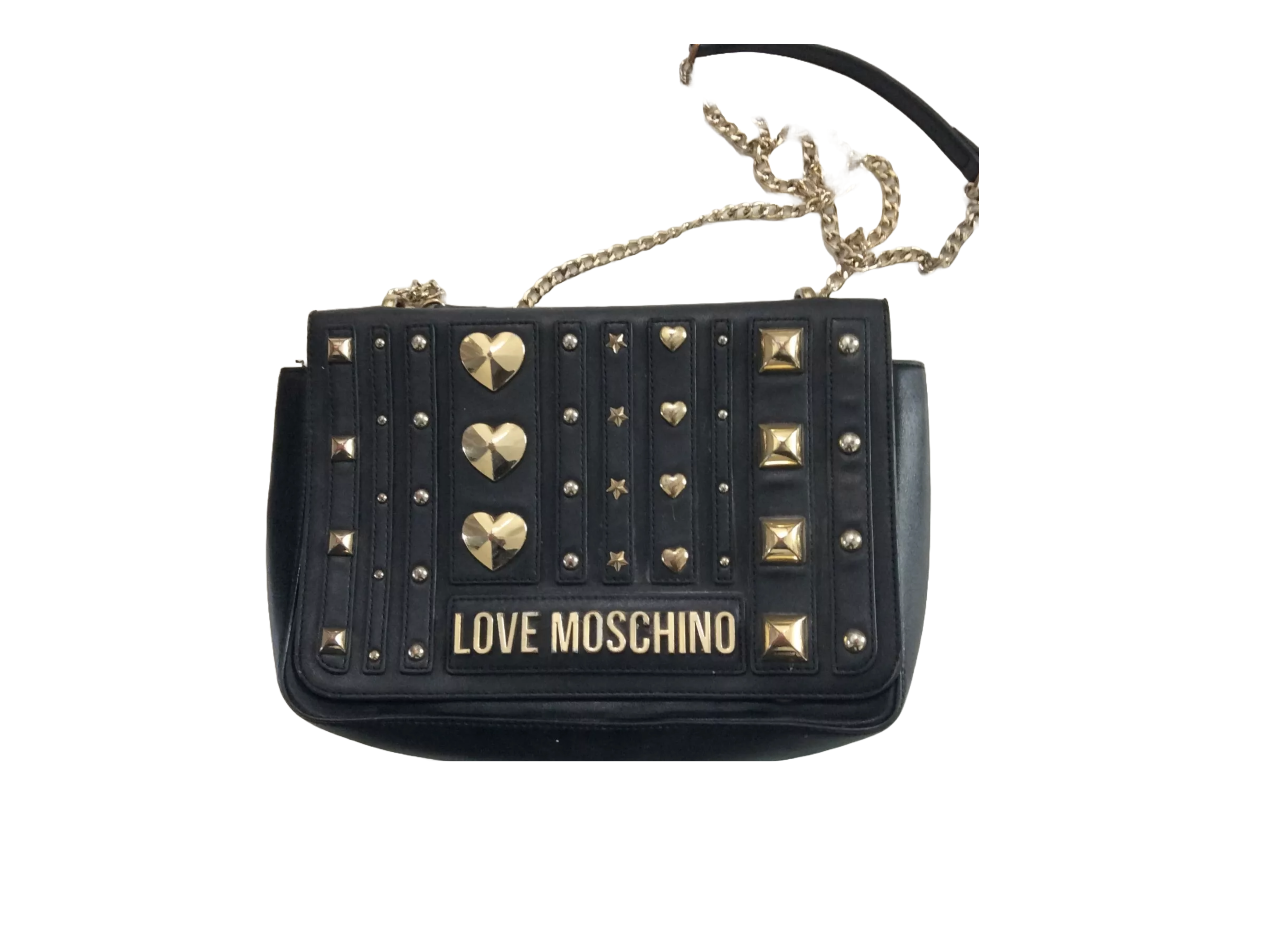 LOVE MOSCHINO - STUDDED SHOULDER TOTE BAGS BLACK