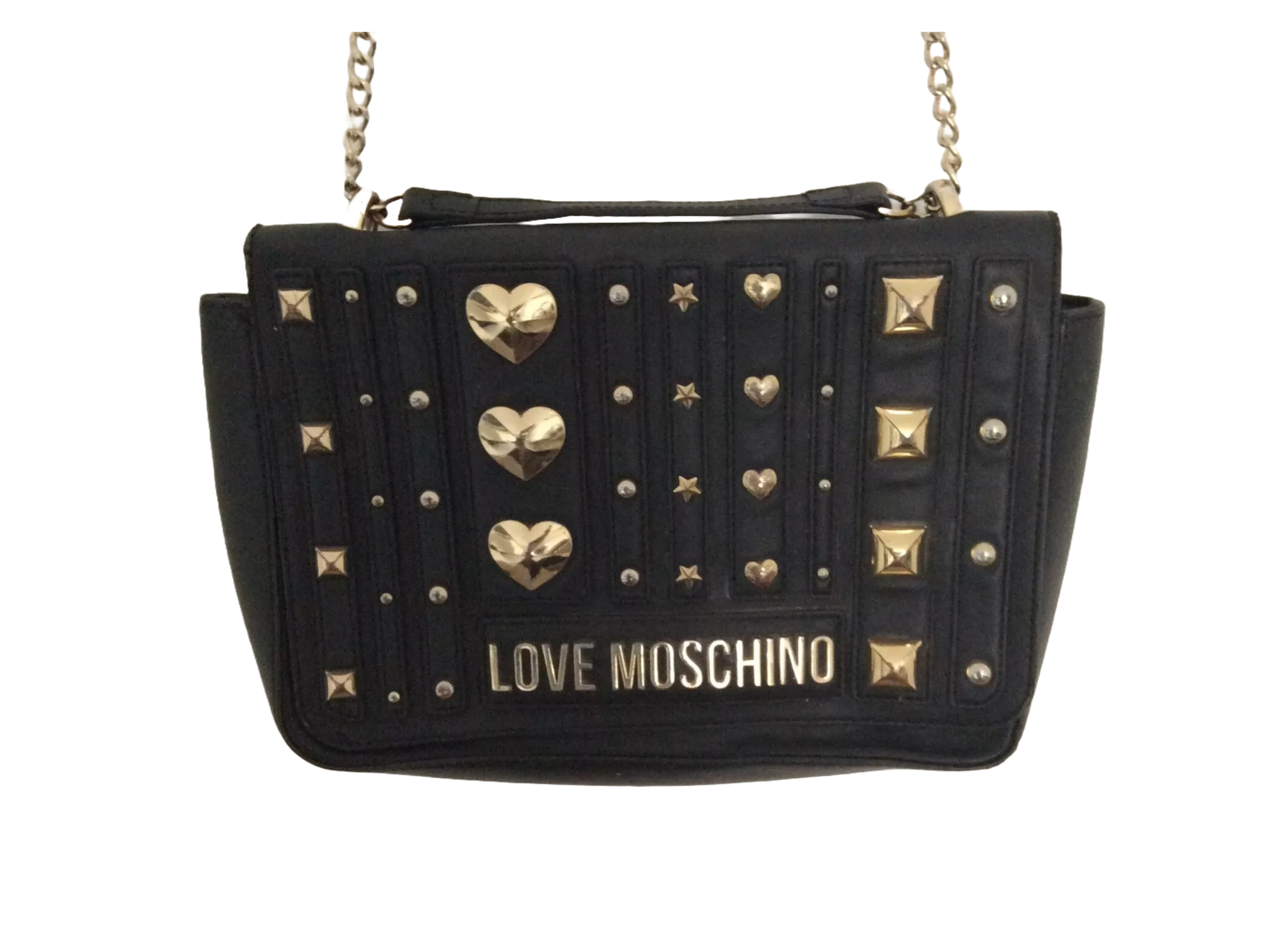 LOVE MOSCHINO - STUDDED SHOULDER TOTE BAGS BLACK