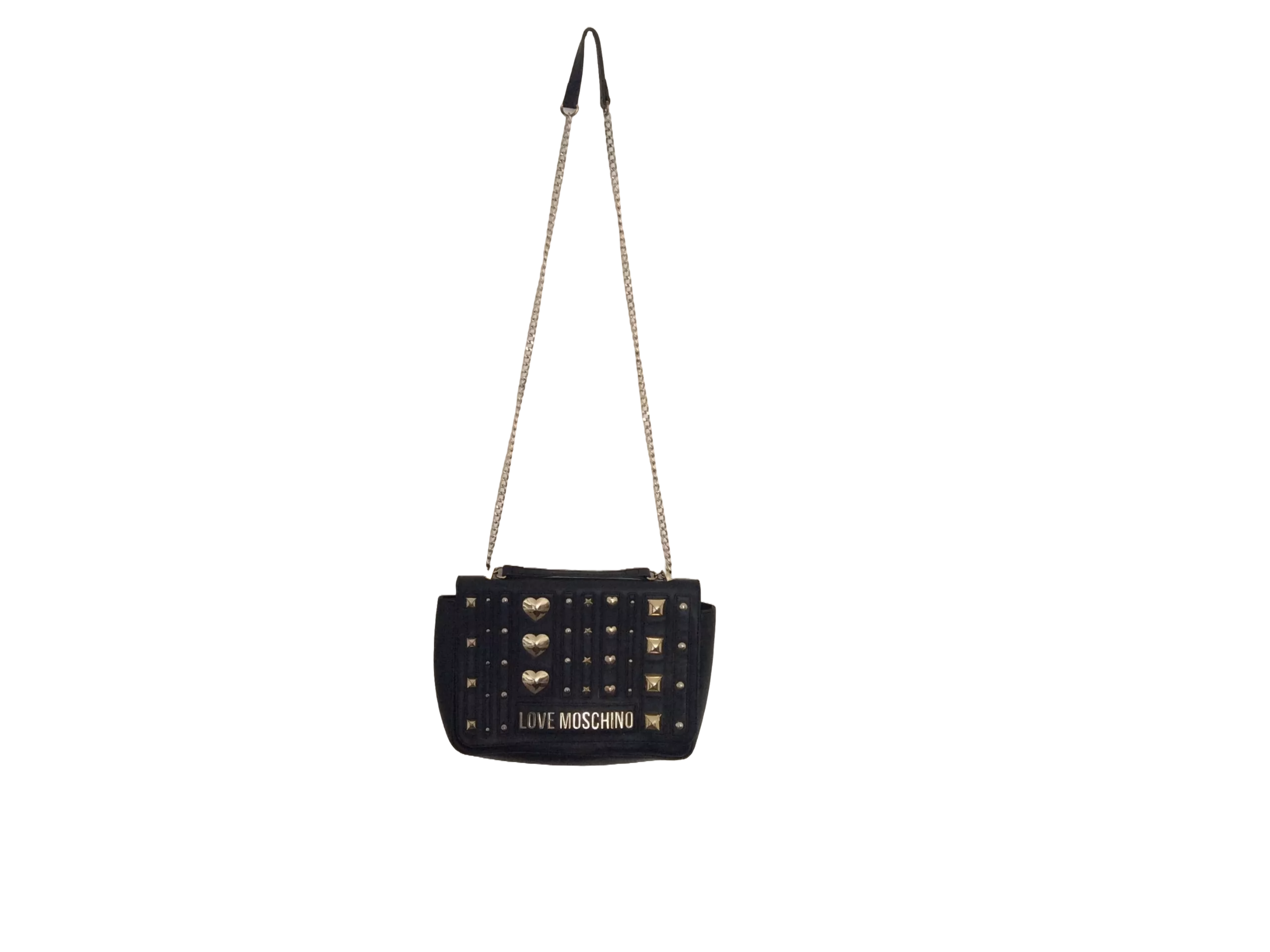 LOVE MOSCHINO - STUDDED SHOULDER TOTE BAGS BLACK