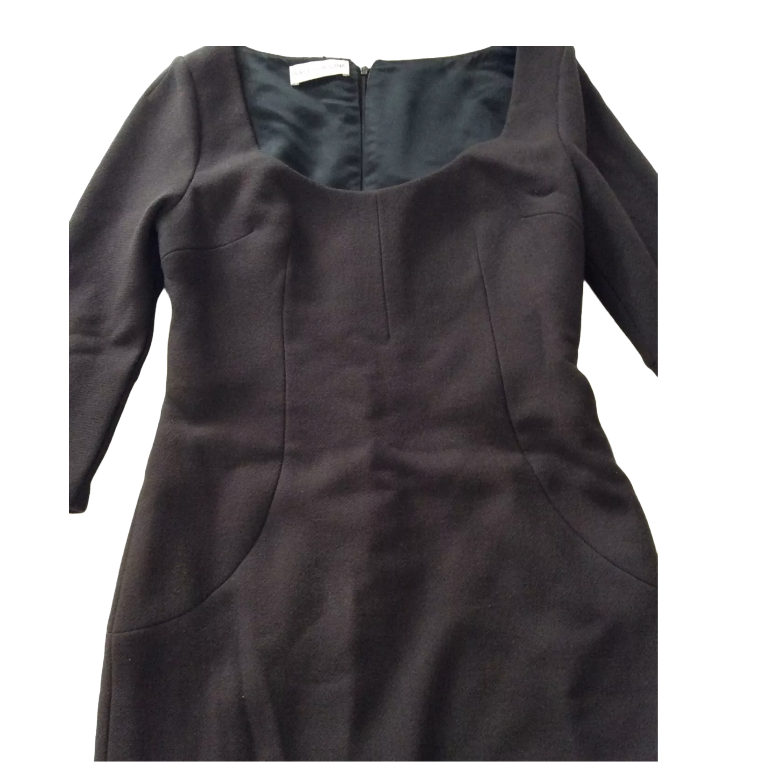 DOLCE & GABBANA Ladies Brown Wool Blend Smart Fitted Dress Size 44 (Uk 12)