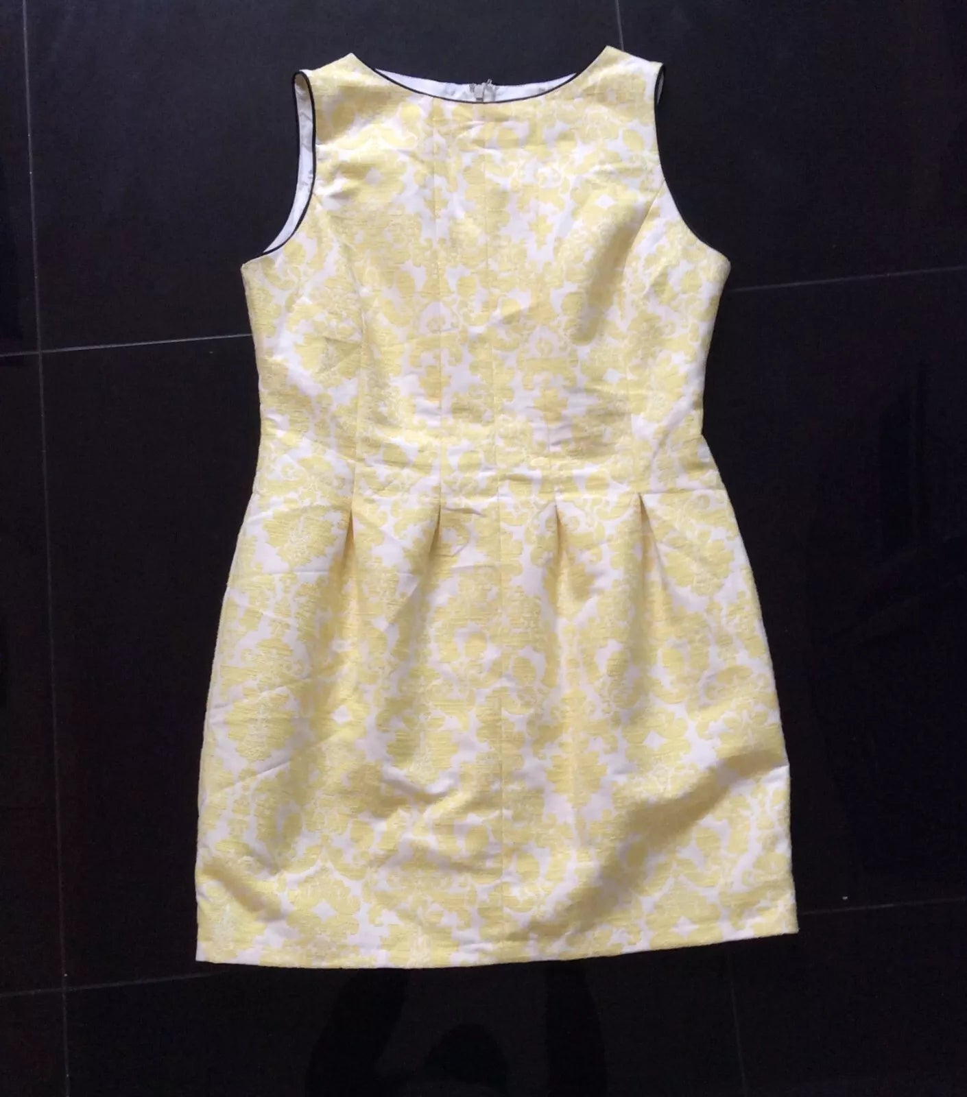 Coast Matilda Yellow Sleeveless Summer Jacquard Dress Size Uk 16