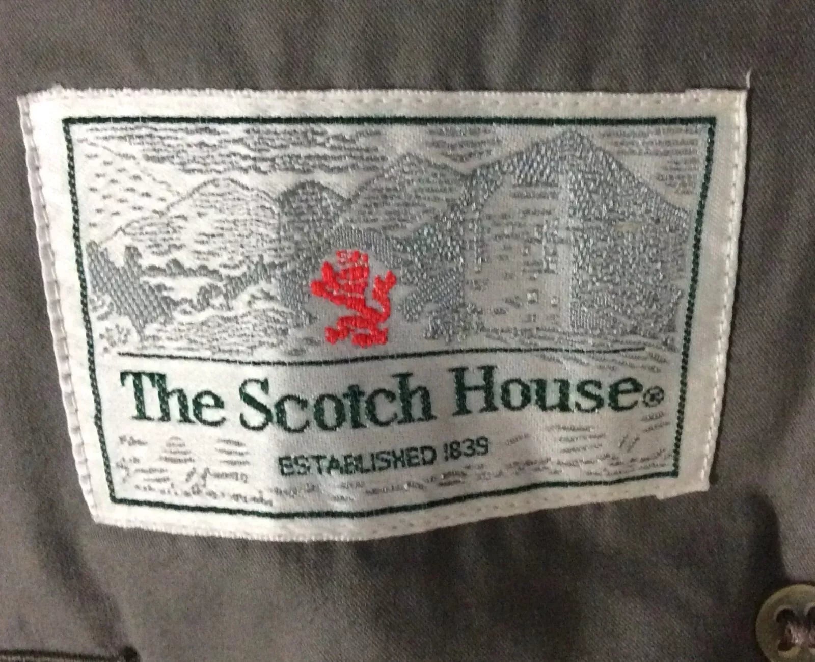 Men's THE SCOTCH HOUSE Overcoat Khaki Green - Size 50R.